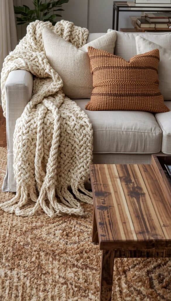 Layer Warm Neutral Textiles the Right Way for That Cozy Farmhouse Feel