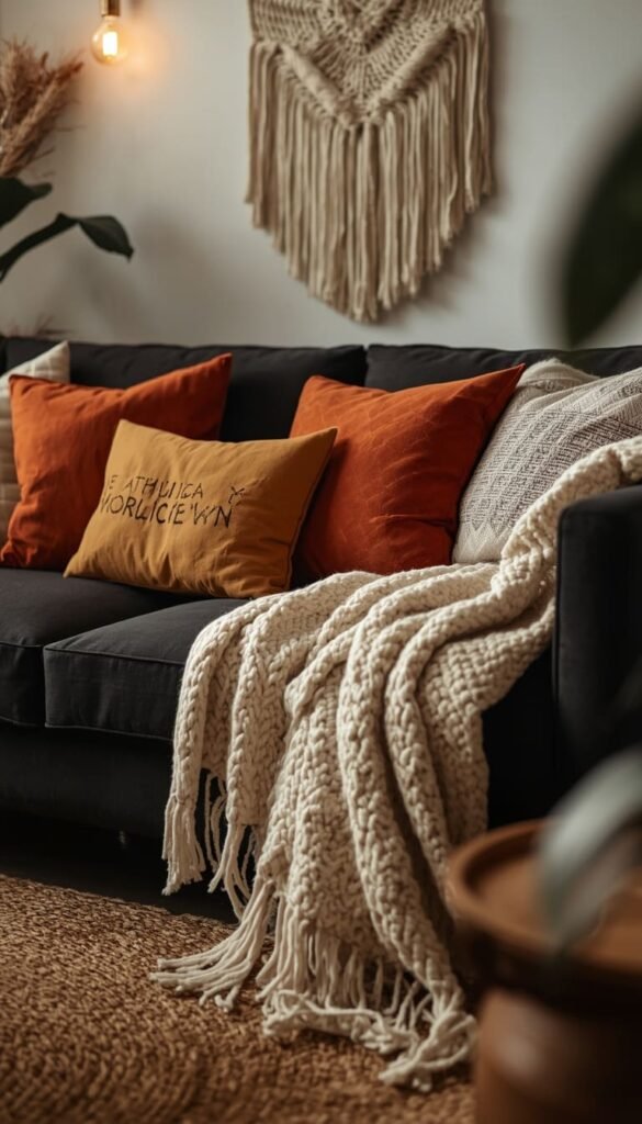 Lean Into Boho Layers With Textured Pillows and Woven Throws