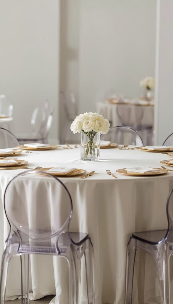 Minimalist Ghost Chair Setup — Modern Round Table Wedding Decor With Maximum Impact