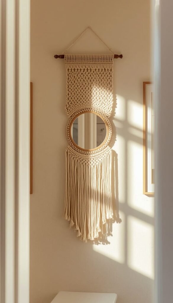 Mix Textures With Macrame Mirrors and Small Frames Together