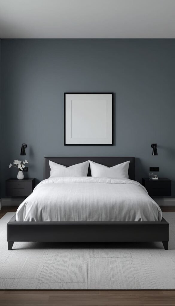 Modern Dusty Blue Bedroom Ideas with Clean Lines and Neutral Contrast