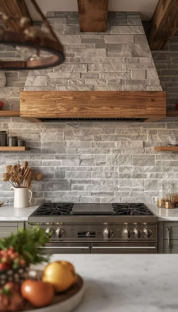 Natural Stone Veneer Backsplash