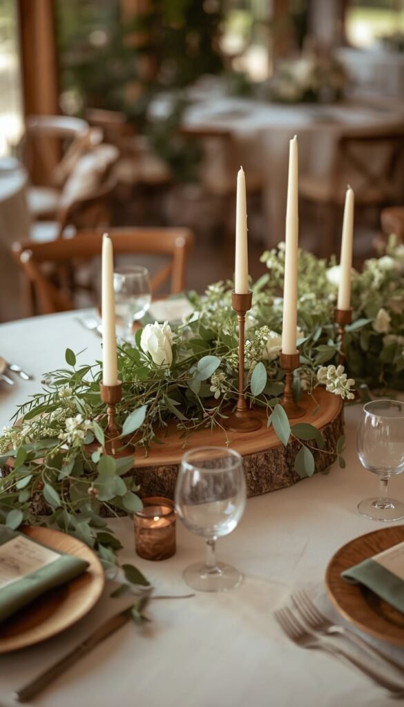 Natural Wood and Greenery Combinations for an Organic Luxury Wedding Tablescape