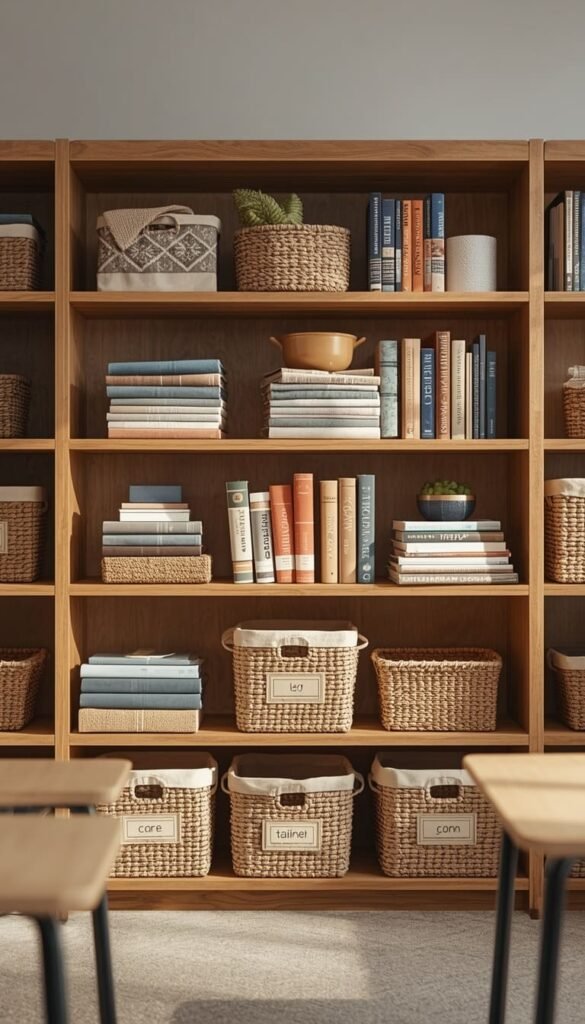 Open Shelving and Stylish Storage Bins