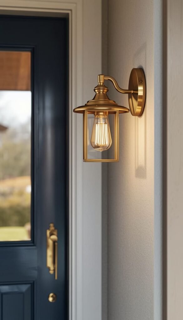 Outdoor Sconces Flanking the Door
