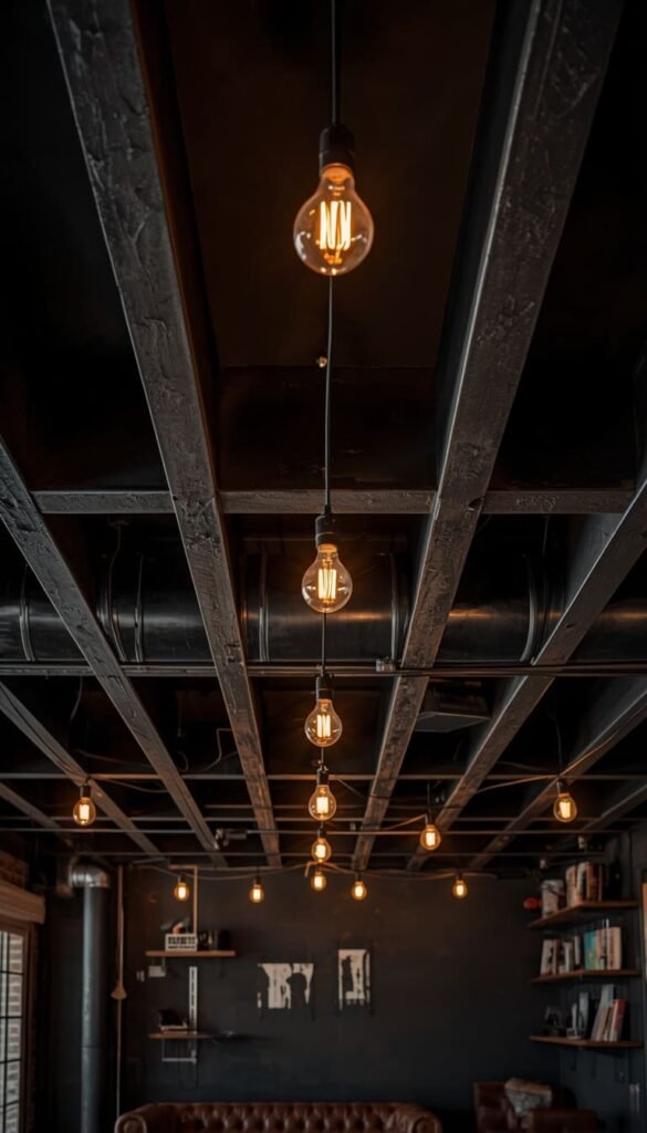 Paint the Exposed Ceiling Joists Matte Black