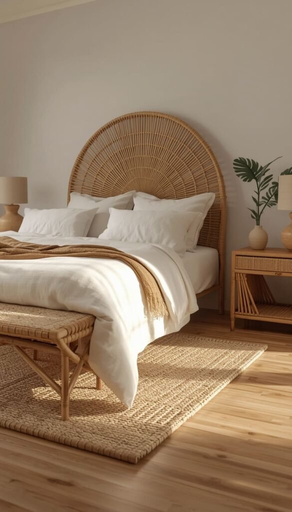 Rattan and Natural Texture Beige Bedroom