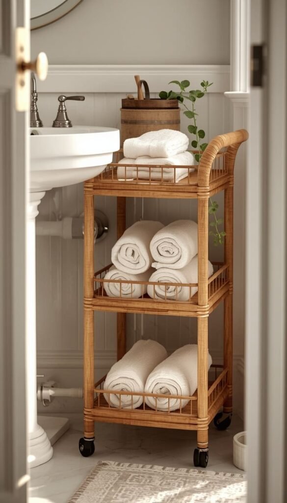  Rattan or Metal Rolling Cart