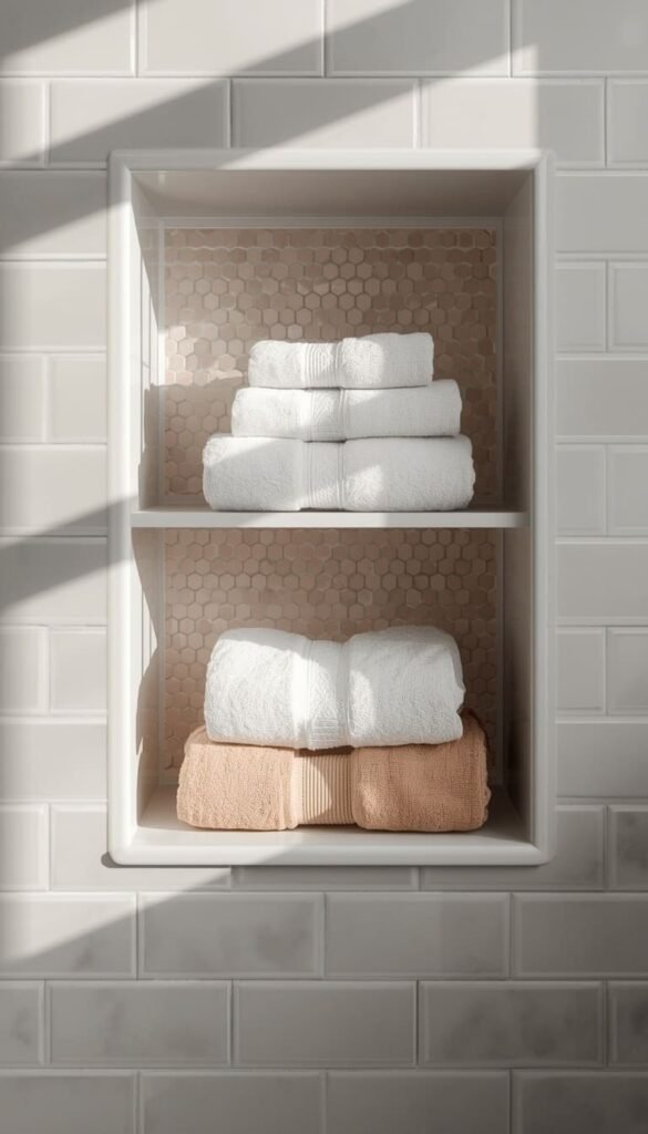 Recessed Wall Niche for Rolled Towels