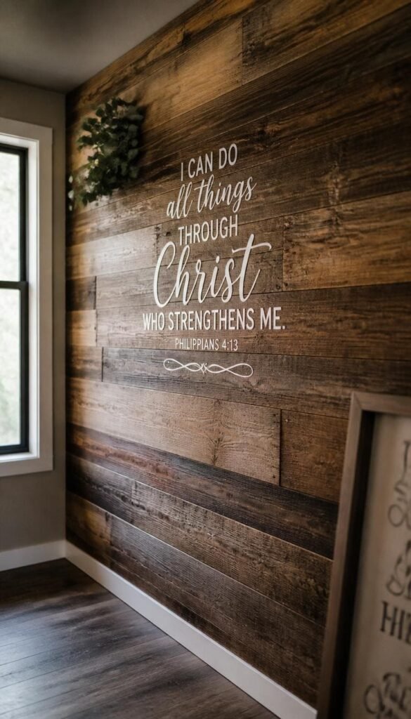  Reclaimed Wood Scripture Feature Wall
