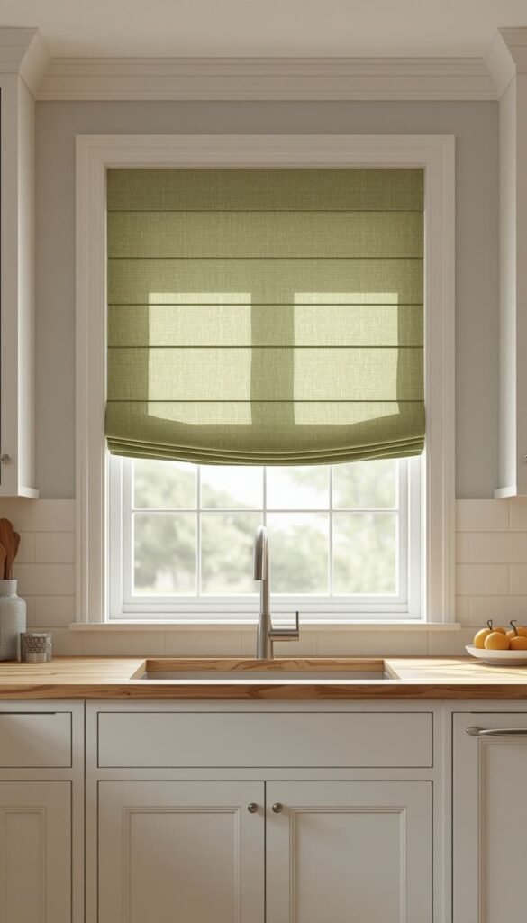 Roman Shades That Work in Both Modern and Farmhouse Kitchens