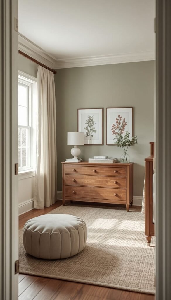 Sage Green Walls with Cream Millwork