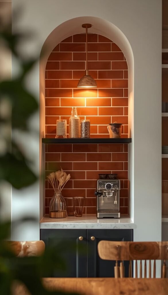 Set Up Small Coffee Bar Ideas in a Kitchen Nook or Alcove