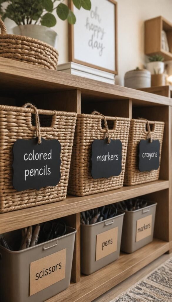 Simple Wood and Black Chalkboard Label System