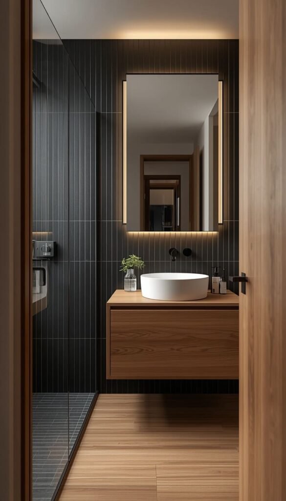 Small Black and Wood Bathroom Ideas That Feel Bigger Than They Are