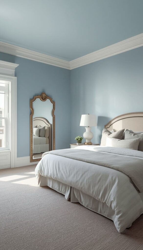  Soft Dusty Blue Bedroom Ceiling Trick That Makes Any Room Feel Larger
