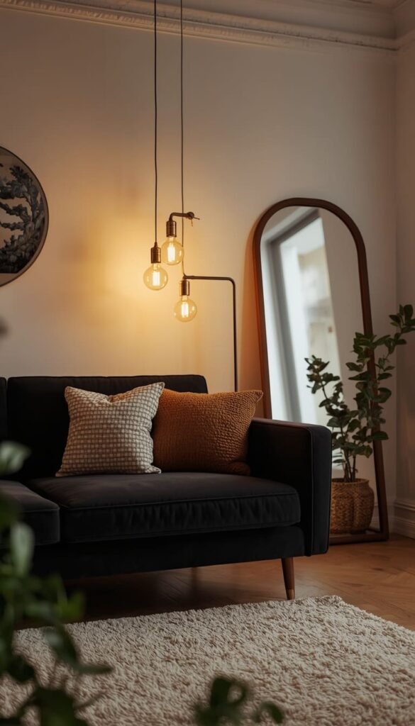 Style a Black Sofa in an Apartment With No Natural Light