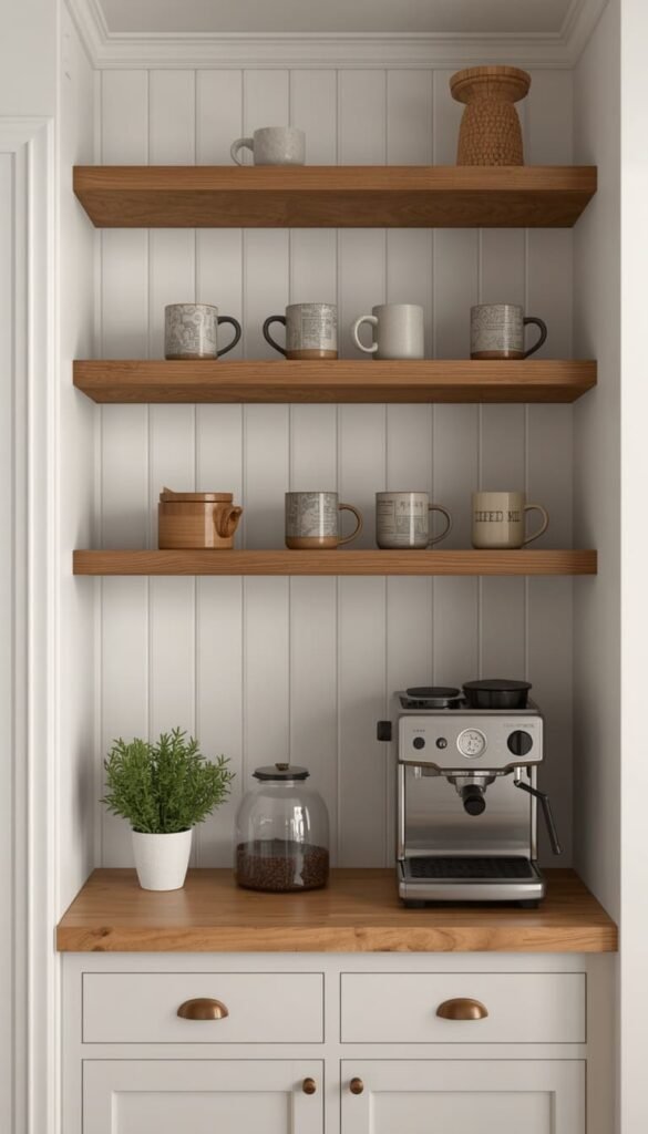 The Farmhouse Built-In With Shiplap and Open Mug Display
