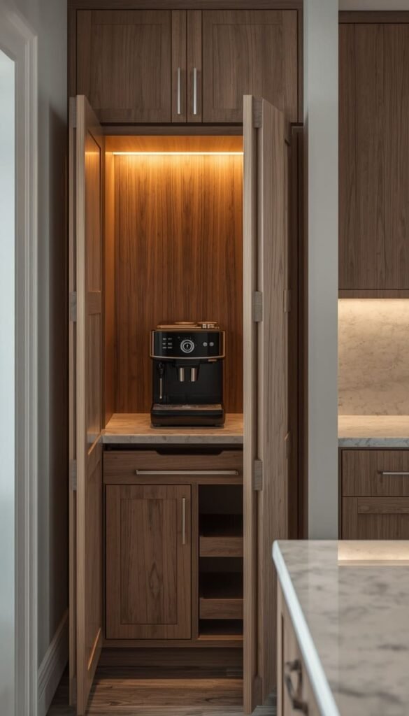 The Hidden Coffee Station Behind Pocket Doors