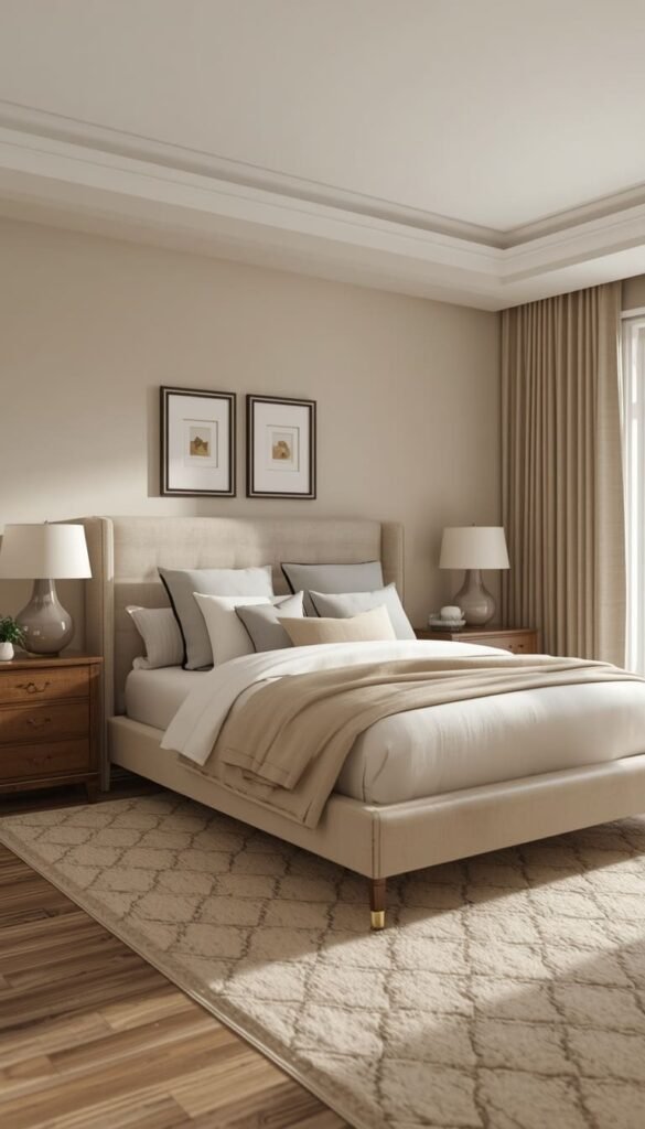 Timeless Transitional Beige Bedroom Works in Any US Home Style
