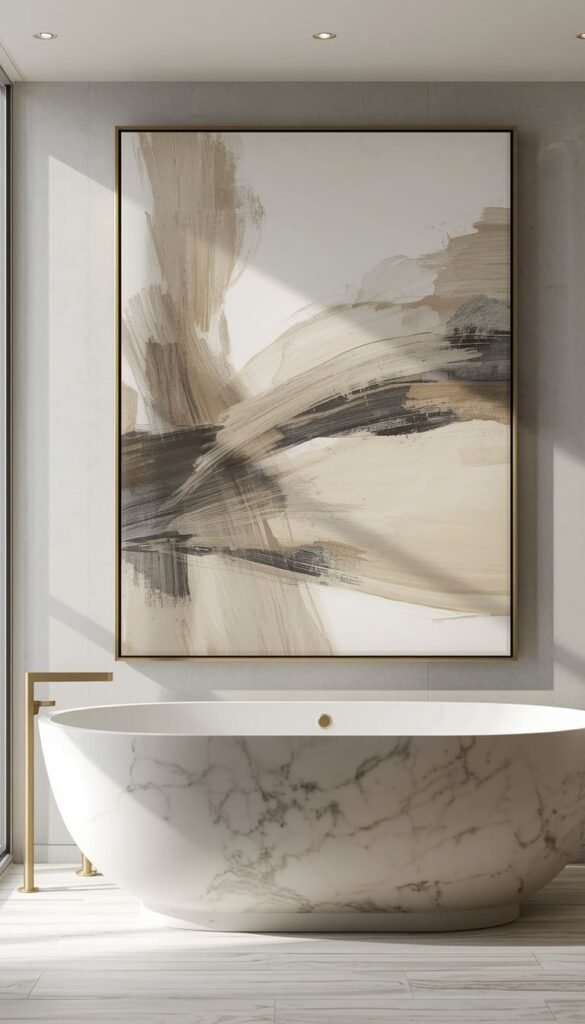 Use a Single Oversized Statement Piece for a Luxury Bathroom Feel