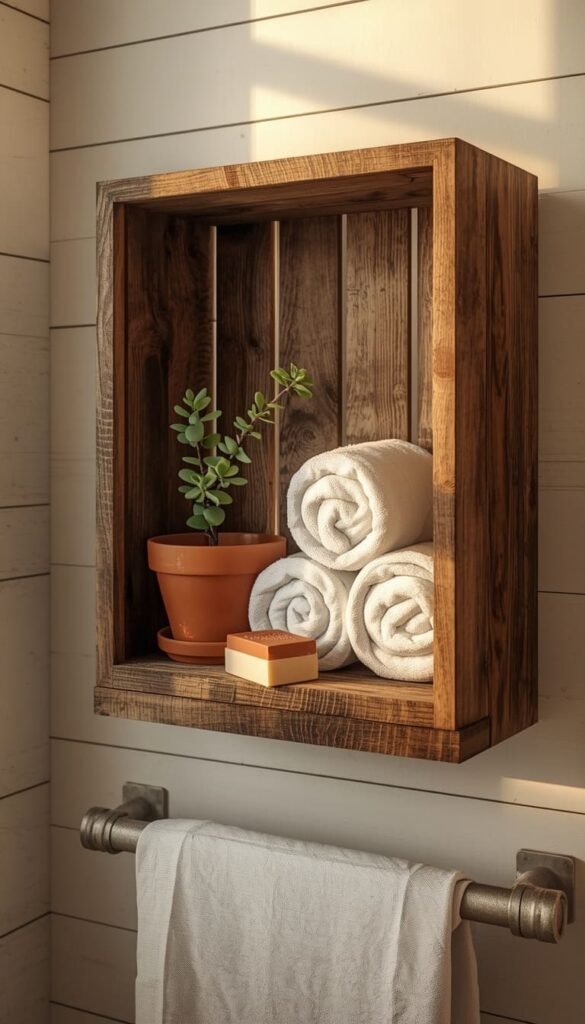 Vintage Crate or Wine Box Wall Shelf