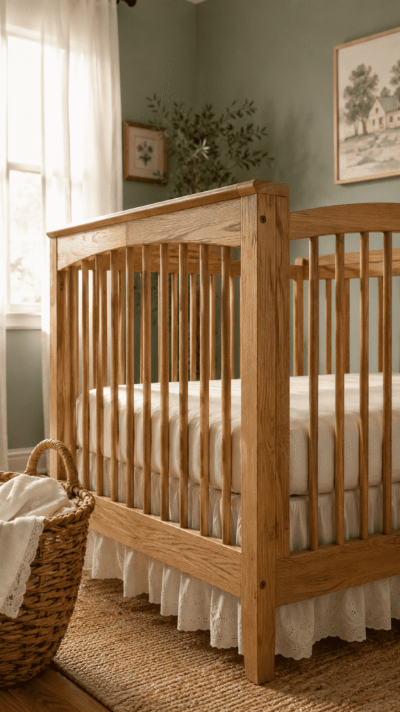  Warm Wood Crib in Natural Oak or Walnut