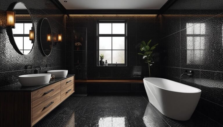 black and wood bathroom