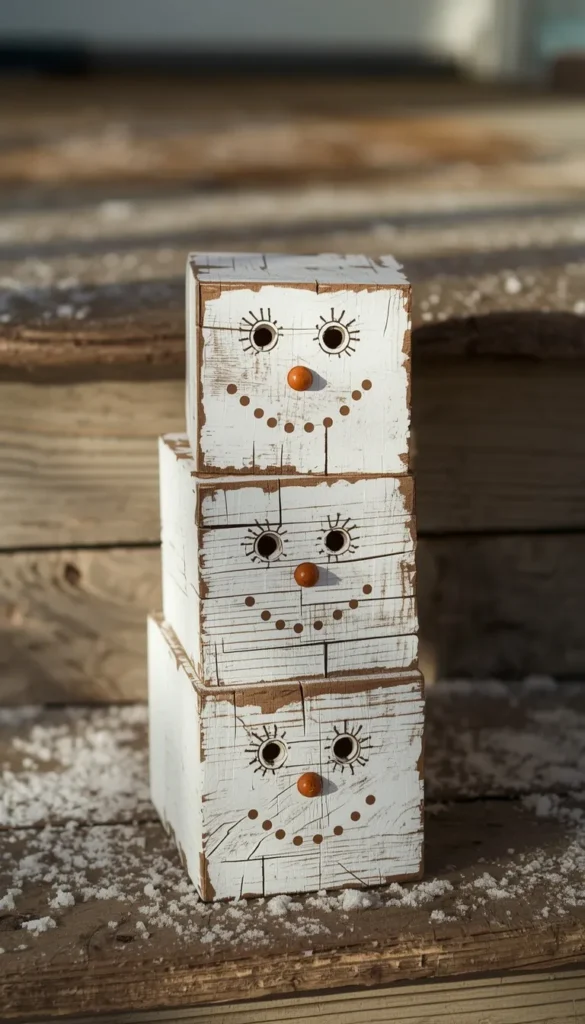Reclaimed Wood Snowman Blocks