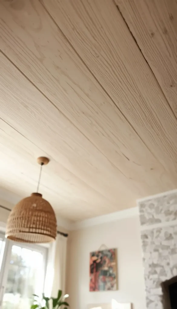 Painted Plywood Plank Ceiling
