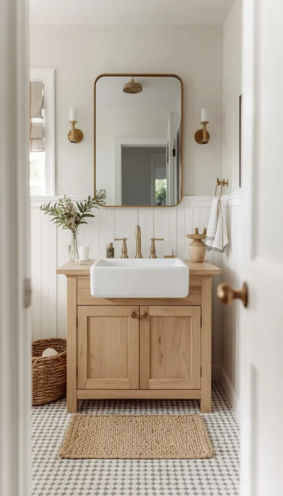  Transitional Style White Oak with Marble Countertop
