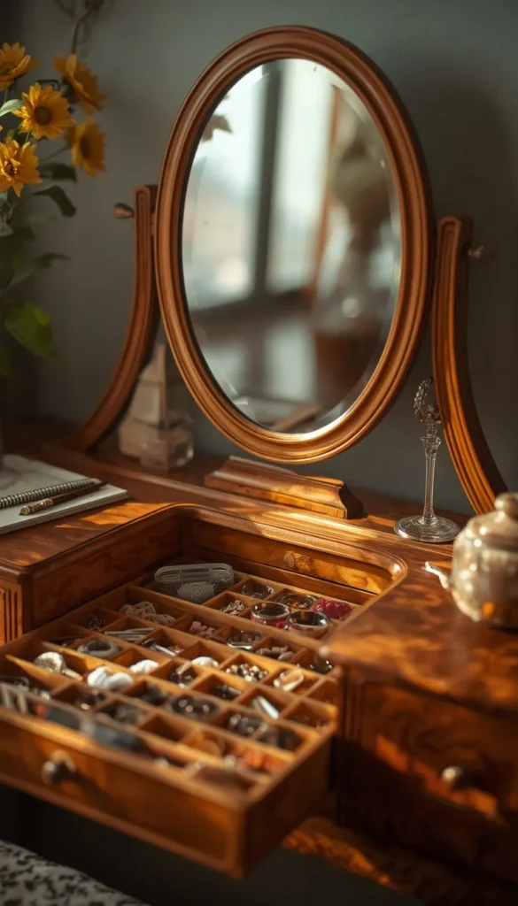 A Vintage Vanity With Mirror for a Pretty Detail Station