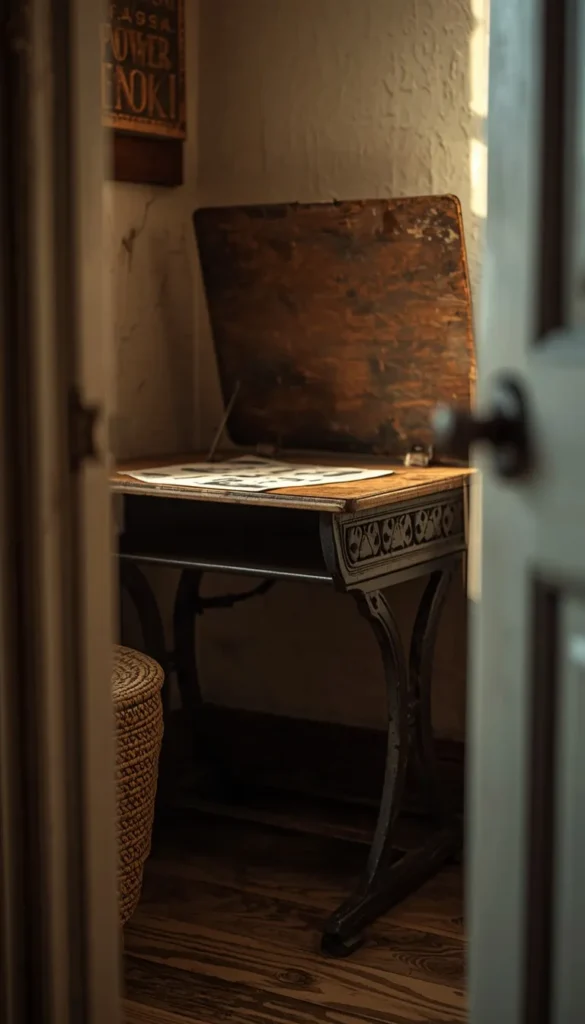 A Vintage School Desk for a Compact Work Nook