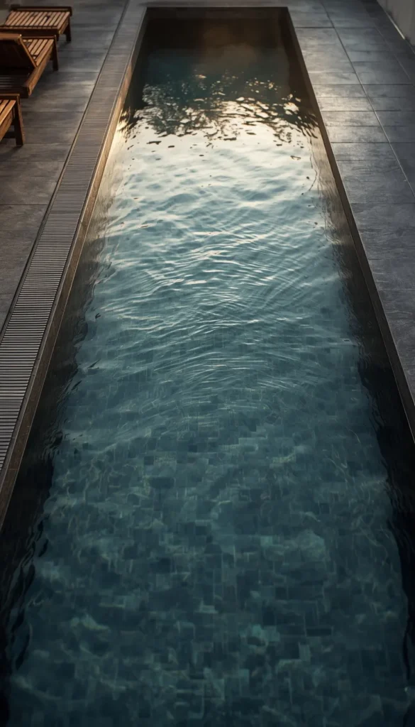 Moody Dark Tile Small Lap Pool
