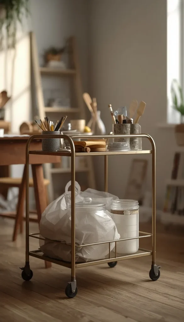 A Repurposed Bar Cart for Mobile Supply Storage