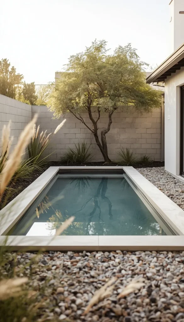 Compact Precast Concrete Pool with Minimal Landscaping