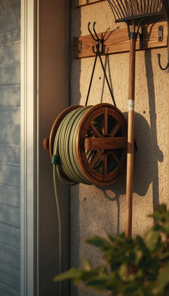Mount the Hose Reel and Yard Tools Near the Door