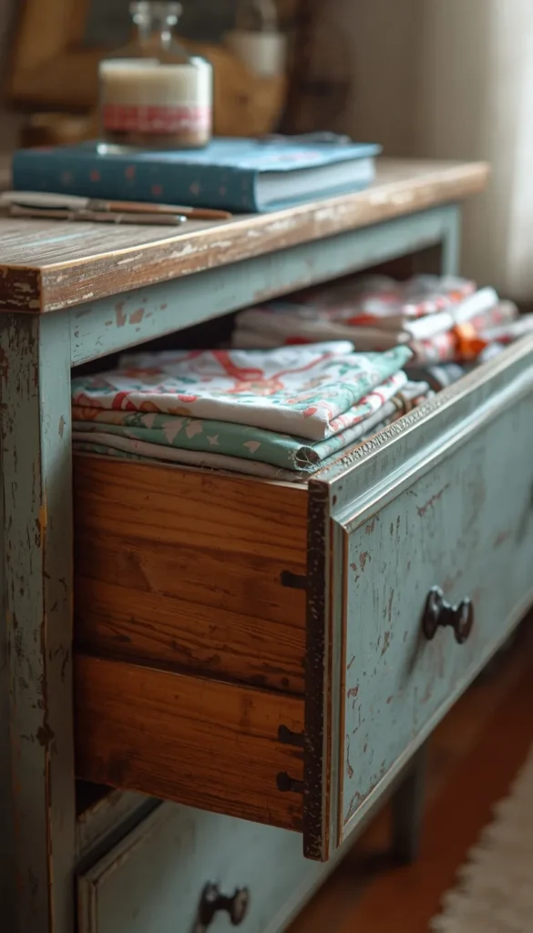 A Vintage Dresser Repurposed for Fabric and Supply Storage