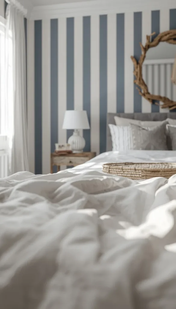 Light Blue Striped Wallpaper for a Nursery or Kids Room
