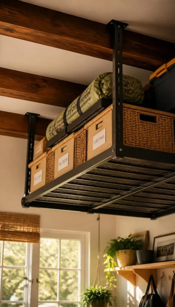 Add Ceiling Mounted Overhead Racks for Rotating Storage