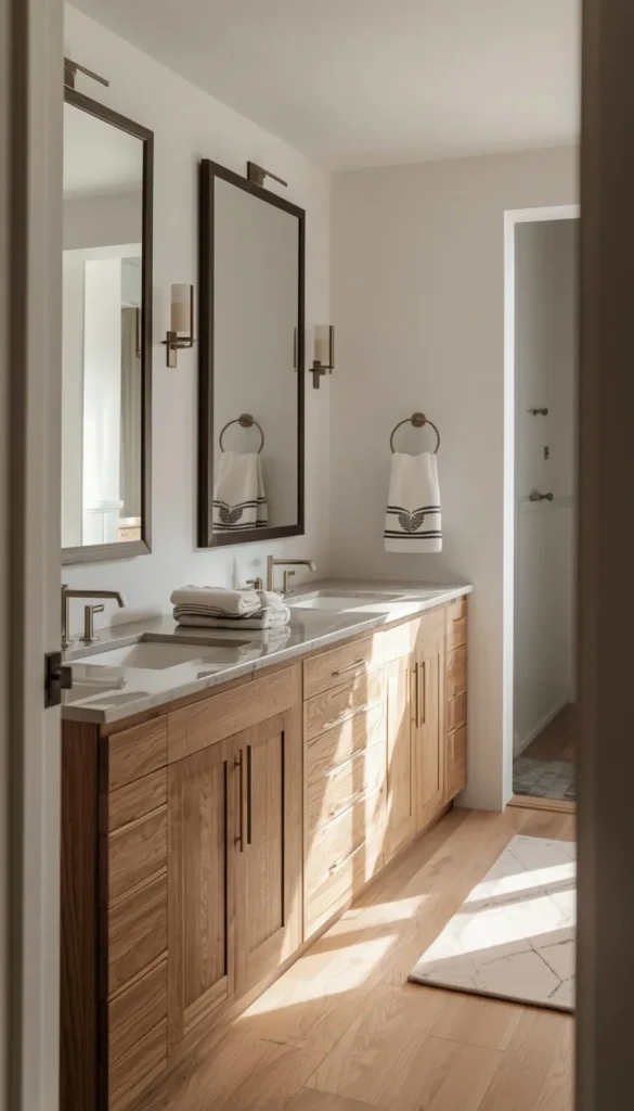 Double Sink White Oak Vanity for the Master Ensuite