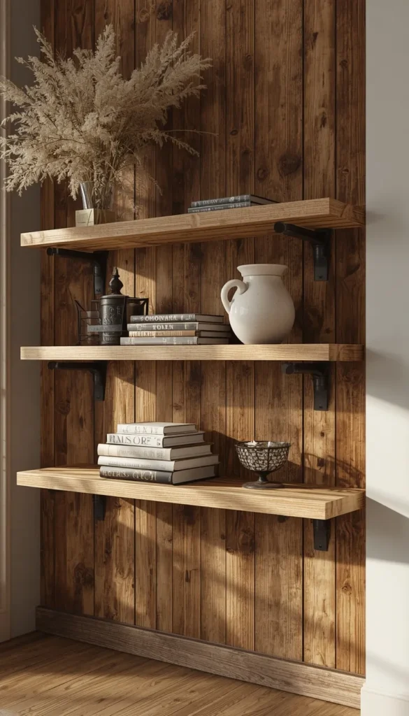 Farmhouse Bookshelf Styling for Warm Layered Character