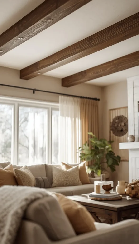  Lightweight Faux Wood Beams Over Plain Drywall