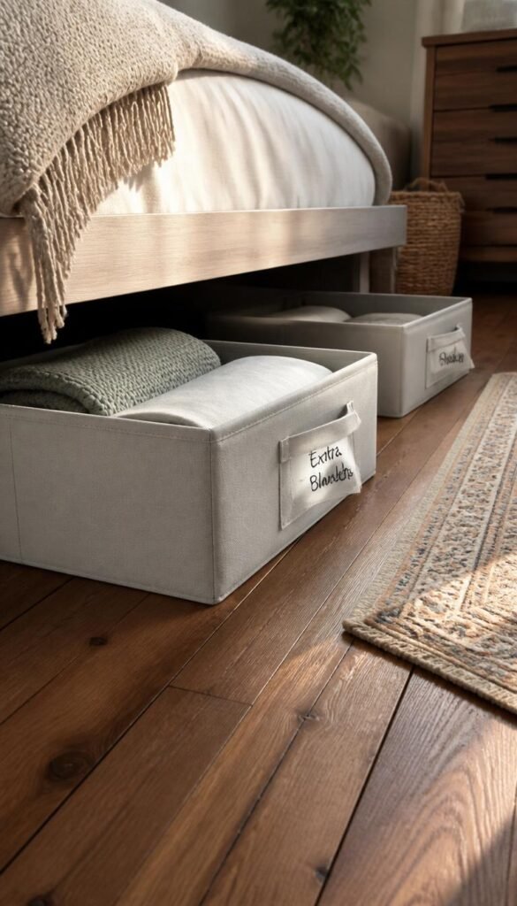 Under Bed Rolling Storage with SKUBB Boxes