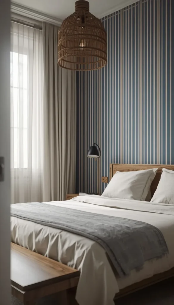 Coastal Striped Wallpaper for a Beach House or Sunroom