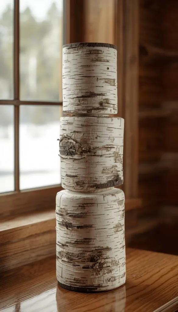 Birch Log or Stacked Wood Snowman