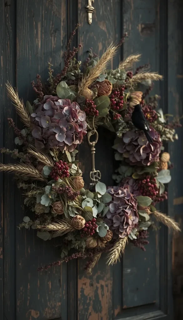  Try A Vintage Dried Floral Wreath With A Spooky Twist