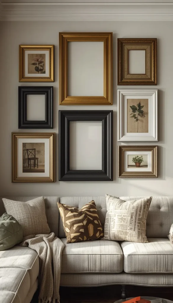 Whimsical Gallery Wall with Mixed Frames