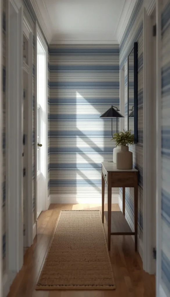 Vertical Striped Wallpaper to Fix a Low Ceiling