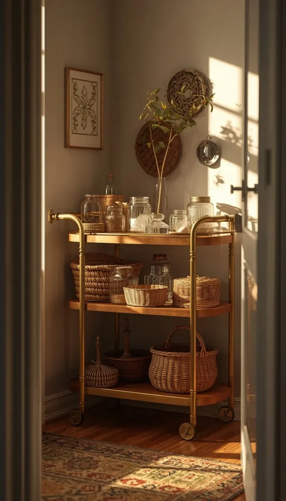 Repurpose a Bar Cart or Kitchen Cart for Extra Storage